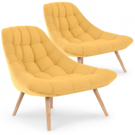 Lot de 2 Fauteuils Scandinaves "Johan" 86cm Jaune|Fauteuil / Chauffeuse|Paris Prix