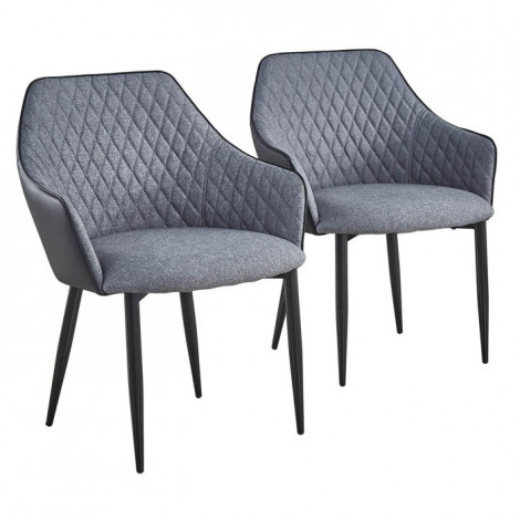 Lot de 2 Fauteuils Design "Zoa" 88cm Gris & Noir|Fauteuil / Chauffeuse|Paris Prix