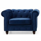 Fauteuil Design Velours "Chesterfield" 111cm Bleu|Fauteuil / Chauffeuse|Paris Prix