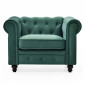 Fauteuil Design Velours "Chesterfield" 111cm Vert|Fauteuil / Chauffeuse|Paris Prix