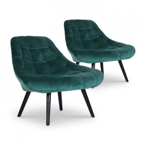 Lot de 2 Fauteuils en Velours "Johan" 102cm Vert|Fauteuil / Chauffeuse|Paris Prix