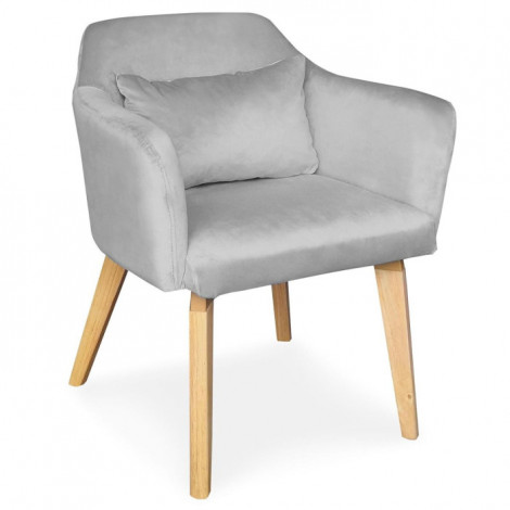 Fauteuil Scandinave en Velours "Nari" 70cm Argent|Fauteuil / Chauffeuse|Paris Prix