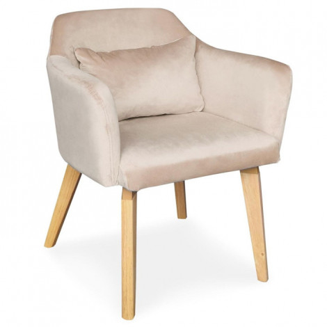Fauteuil Scandinave en Velours "Nari" 70cm Beige|Fauteuil / Chauffeuse|Paris Prix