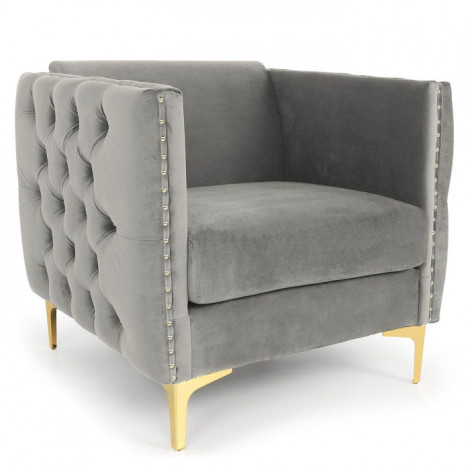 Fauteuil Design en Velours "Suez" 83cm Argent|Fauteuil / Chauffeuse|Paris Prix