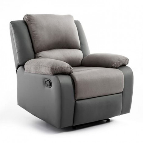Fauteuil de Relaxation Microfibre "Polo" 96cm Gris Clair|Fauteuil / Chauffeuse|Paris Prix