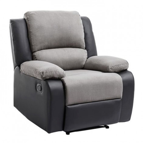 Fauteuil de Relaxation Microfibre "Polo" 96cm Gris & Noir|Fauteuil / Chauffeuse|Paris Prix