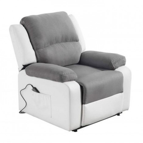 Fauteuil de Relaxation Electrique "Ota" 96cm Blanc & Gris|Fauteuil / Chauffeuse|Paris Prix