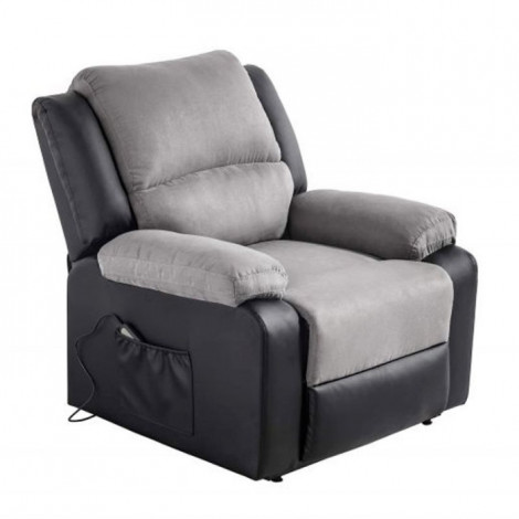 Fauteuil de Relaxation Electrique "Ota" 96cm Noir & Gris|Fauteuil / Chauffeuse|Paris Prix