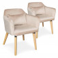 Lot de 2 Fauteuils Design Velours "Nari" 70cm Beige|Fauteuil / Chauffeuse|Paris Prix