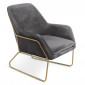 Fauteuil Design en Velours "Baldy" 84cm Gris & Or|Fauteuil / Chauffeuse|Paris Prix