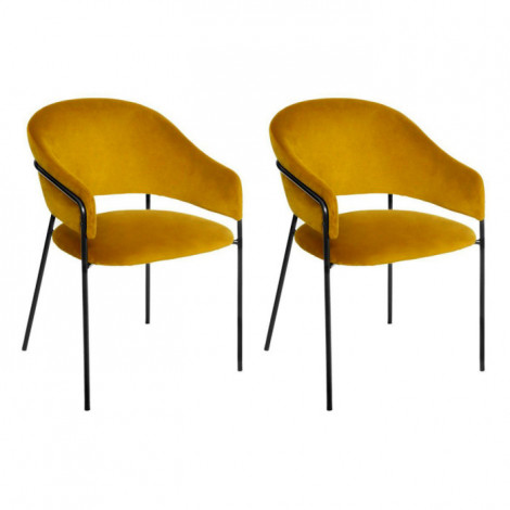 Lot de 2 Fauteuils en Velours "Siron" 82cm Moutarde|Fauteuil / Chauffeuse|Paris Prix