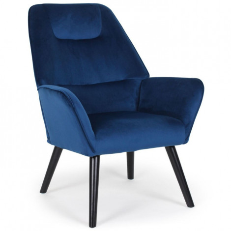 Fauteuil Scandinave en Velours "Xof" 101cm Bleu|Fauteuil / Chauffeuse|Paris Prix