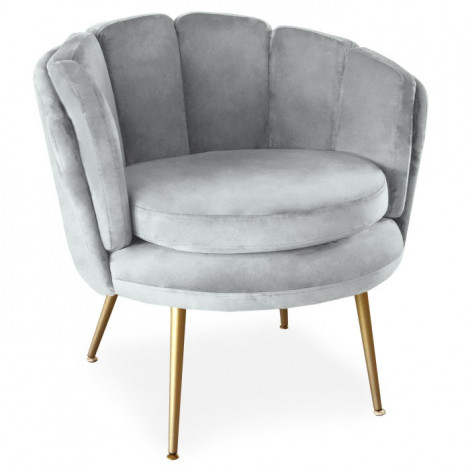 Fauteuil Arrondi en Velours "Dabren" 80cm Gris|Fauteuil / Chauffeuse|Paris Prix