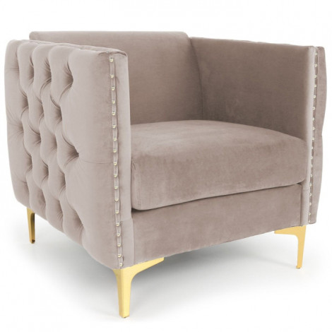 Fauteuil Design en Velours "Suez" 83cm Taupe|Fauteuil / Chauffeuse|Paris Prix