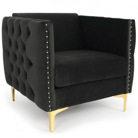 Fauteuil Design en Velours "Suez" 83cm Noir|Fauteuil / Chauffeuse|Paris Prix