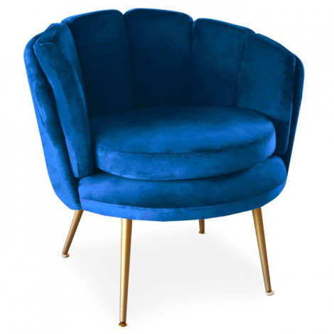 Fauteuil Arrondi en Velours "Dabren" 80cm Bleu|Fauteuil / Chauffeuse|Paris Prix