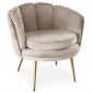 Fauteuil Arrondi en Velours "Dabren" 80cm Taupe|Fauteuil / Chauffeuse|Paris Prix