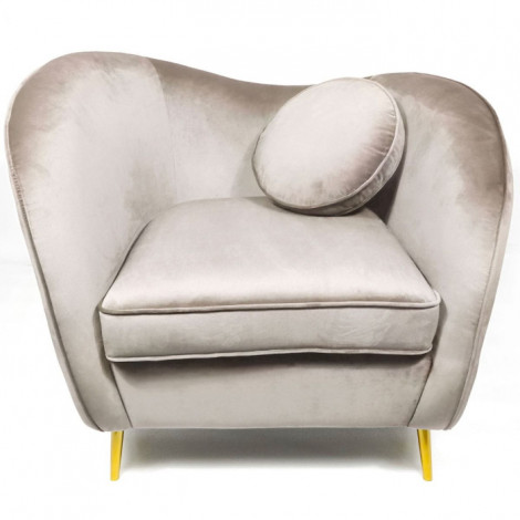 Fauteuil Design en Velours "Brados" 96cm Taupe|Fauteuil / Chauffeuse|Paris Prix