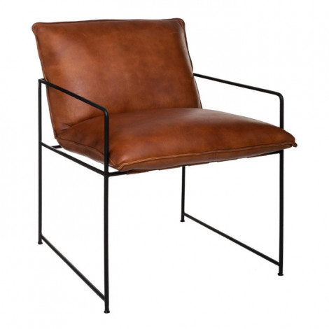 Fauteuil Cognac en Cuir "Kanat" 84cm Marron|Fauteuil / Chauffeuse|Paris Prix