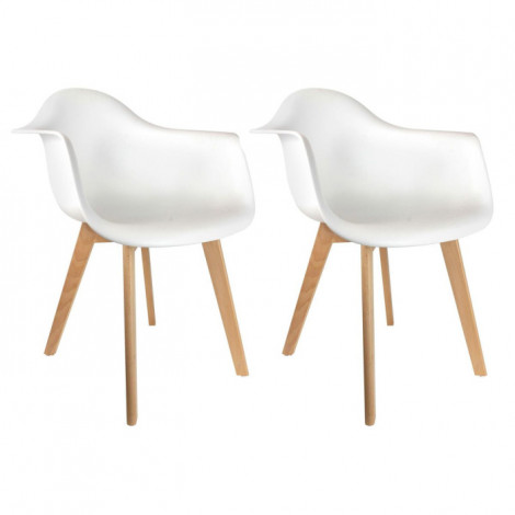 Lot de 2 Fauteuils Scandinave "Julda" 85cm Blanc|Fauteuil / Chauffeuse|Paris Prix