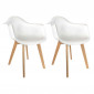 Lot de 2 Fauteuils Scandinave "Julda" 85cm Blanc|Fauteuil / Chauffeuse|Paris Prix