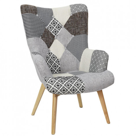 Fauteuil Patchwork Design "Helsinki" 100cm Gris|Fauteuil / Chauffeuse|Paris Prix