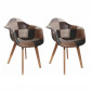 Lot de 2 Fauteuils Déco "Patchwork" 84cm Marron|Fauteuil / Chauffeuse|Paris Prix