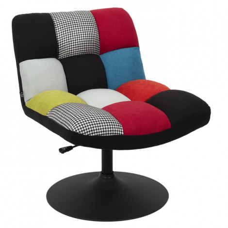 Fauteuil Pivotant Patchwork "Anton" 89cm Noir|Fauteuil / Chauffeuse|Paris Prix