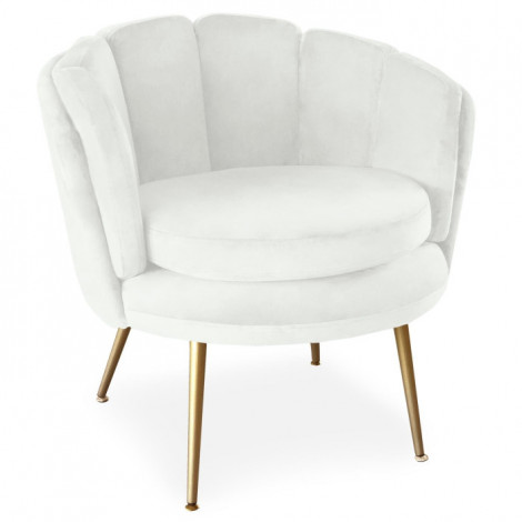 Fauteuil Arrondi en Velours "Dabren" 80cm Blanc|Fauteuil / Chauffeuse|Paris Prix
