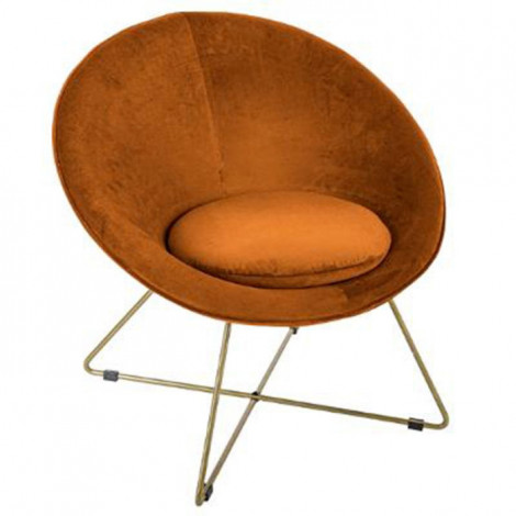 Fauteuil Design en Velours "Gold Evan" 76cm Ambre|Fauteuil / Chauffeuse|Paris Prix