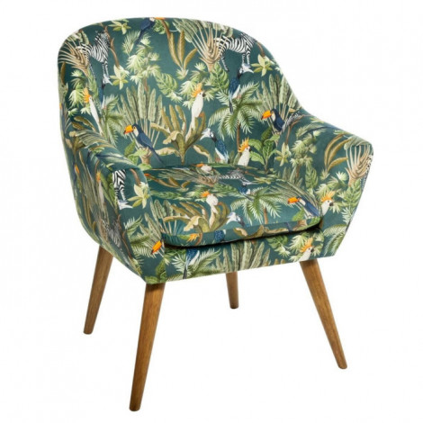 Fauteuil Design Imprimé "Sango" 83cm Vert|Fauteuil / Chauffeuse|Paris Prix