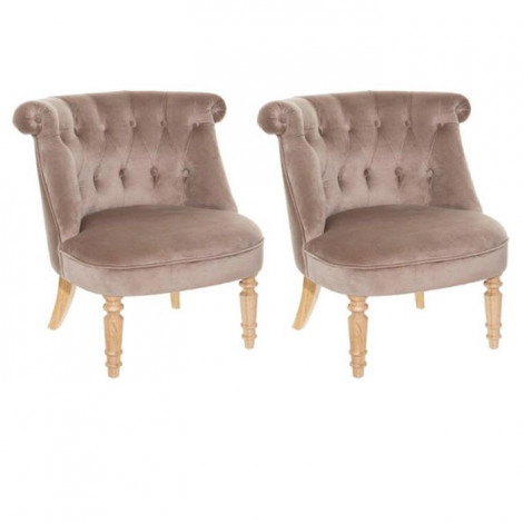 Lot de 2 Fauteuils en Velours "Crapaud" 72cm Taupe|Fauteuil / Chauffeuse|Paris Prix