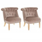 Lot de 2 Fauteuils en Velours "Crapaud" 72cm Taupe|Fauteuil / Chauffeuse|Paris Prix