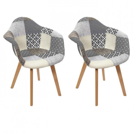 Lot de 2 Fauteuils Design "Patchwork" 85cm Gris|Fauteuil / Chauffeuse|Paris Prix
