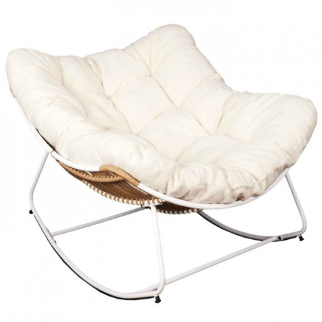 Fauteuil Design "Odin" 110cm Naturel & Blanc|Fauteuil / Chauffeuse|Paris Prix