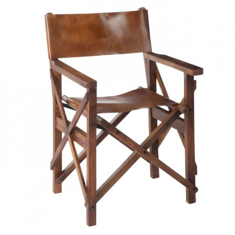 Fauteuil Pliable Design Cuir "Museum" 88cm Marron|Fauteuil / Chauffeuse|Paris Prix