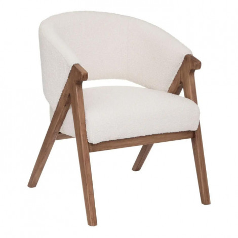Fauteuil Design "Amza" 82cm Blanc & Naturel|Fauteuil / Chauffeuse|Paris Prix