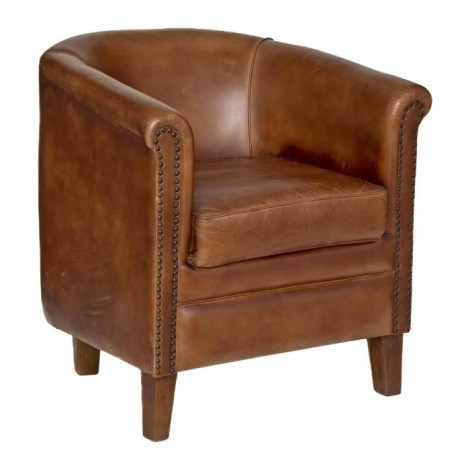 Fauteuil Design en Cuir "Valam" 74cm Marron|Fauteuil / Chauffeuse|Paris Prix