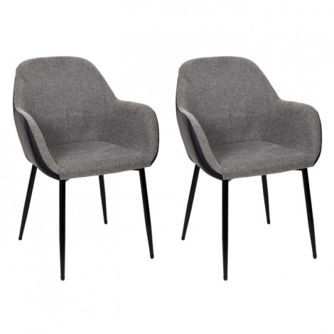 Lot de 2 Fauteuils Déco "Memphis" 85cm Gris & Noir|Fauteuil / Chauffeuse|Paris Prix