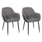 Lot de 2 Fauteuils Déco "Memphis" 85cm Gris & Noir|Fauteuil / Chauffeuse|Paris Prix