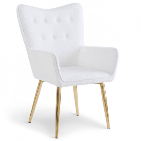 Fauteuil Scandinave Bouclette "Dolna" 100cm Blanc|Fauteuil / Chauffeuse|Paris Prix