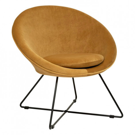 Fauteuil Design en Velours "Gold Evan" 76cm Ocre|Fauteuil / Chauffeuse|Paris Prix