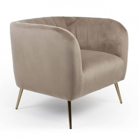 Fauteuil Design en Velours "Reuben" 75cm Taupe|Fauteuil / Chauffeuse|Paris Prix