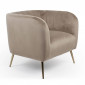 Fauteuil Design en Velours "Reuben" 75cm Taupe|Fauteuil / Chauffeuse|Paris Prix