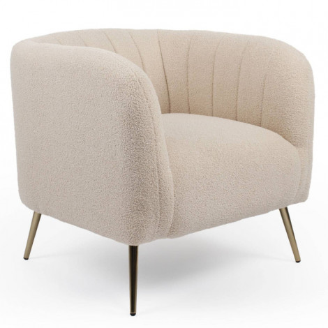 Fauteuil Design Bouclette "Reuben" 75cm Beige|Fauteuil / Chauffeuse|Paris Prix