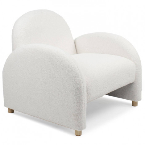 Fauteuil Club Bouclette "Jenna" 85cm Blanc|Fauteuil / Chauffeuse|Paris Prix