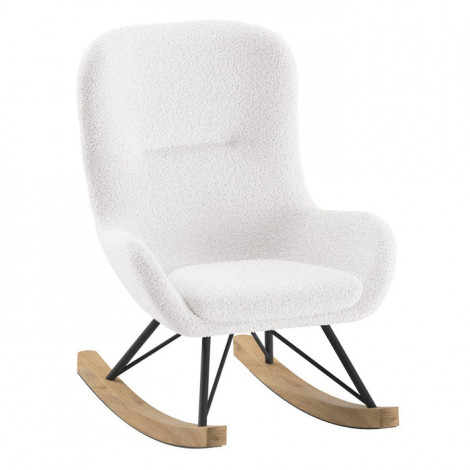 Fauteuil à Bascule Bouclette "Rocky" 68cm Blanc|Fauteuil / Chauffeuse|Paris Prix