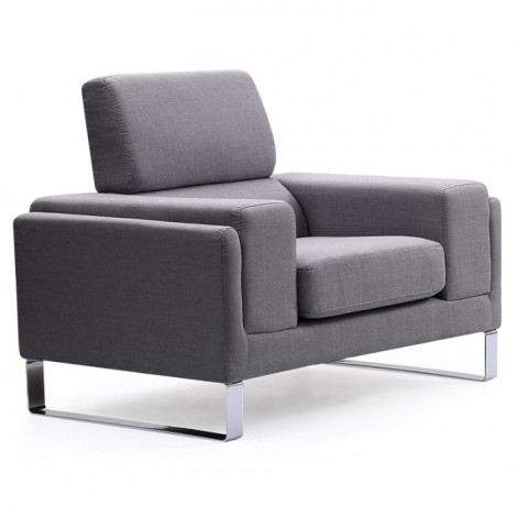 Fauteuil en Tissu "Ezekiel" 104cm Gris Clair|Fauteuil / Chauffeuse|Paris Prix