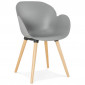 Fauteuil Design "Pikat" 84cm Gris & Naturel|Fauteuil / Chauffeuse|Paris Prix