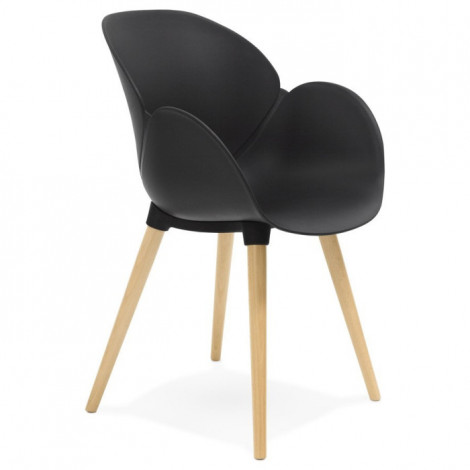 Fauteuil Design "Pikat" 84cm Noir & Naturel|Fauteuil / Chauffeuse|Paris Prix